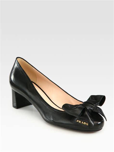 prada black block heel pump|Prada high heels.